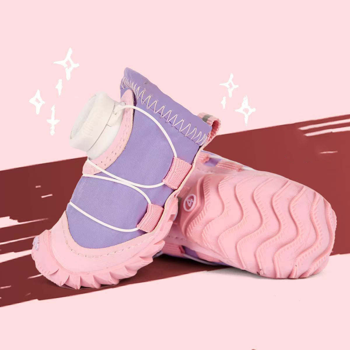 Stylish Colorblock Dog Shoes With Dial Fit System - 4-Pack