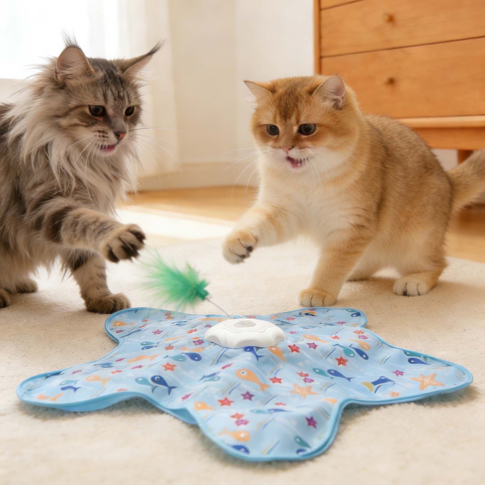 Interactive Hide & Seek Cat Toy With Moving Feather