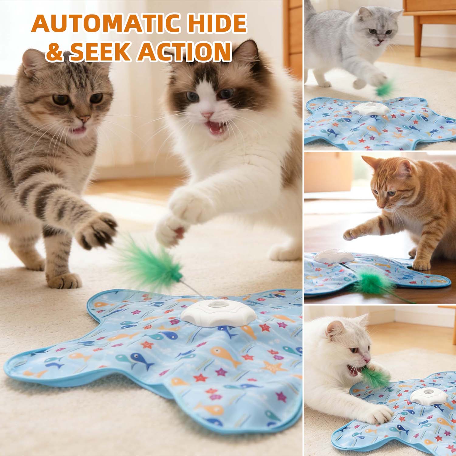 Interactive Hide & Seek Cat Toy With Moving Feather
