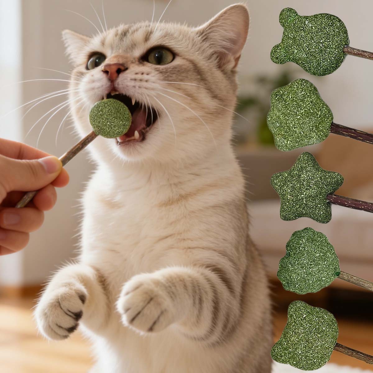 Mint Catnip Dental Chew Stick – Natural Silvervine Teething & Breath Freshening Cat Toy
