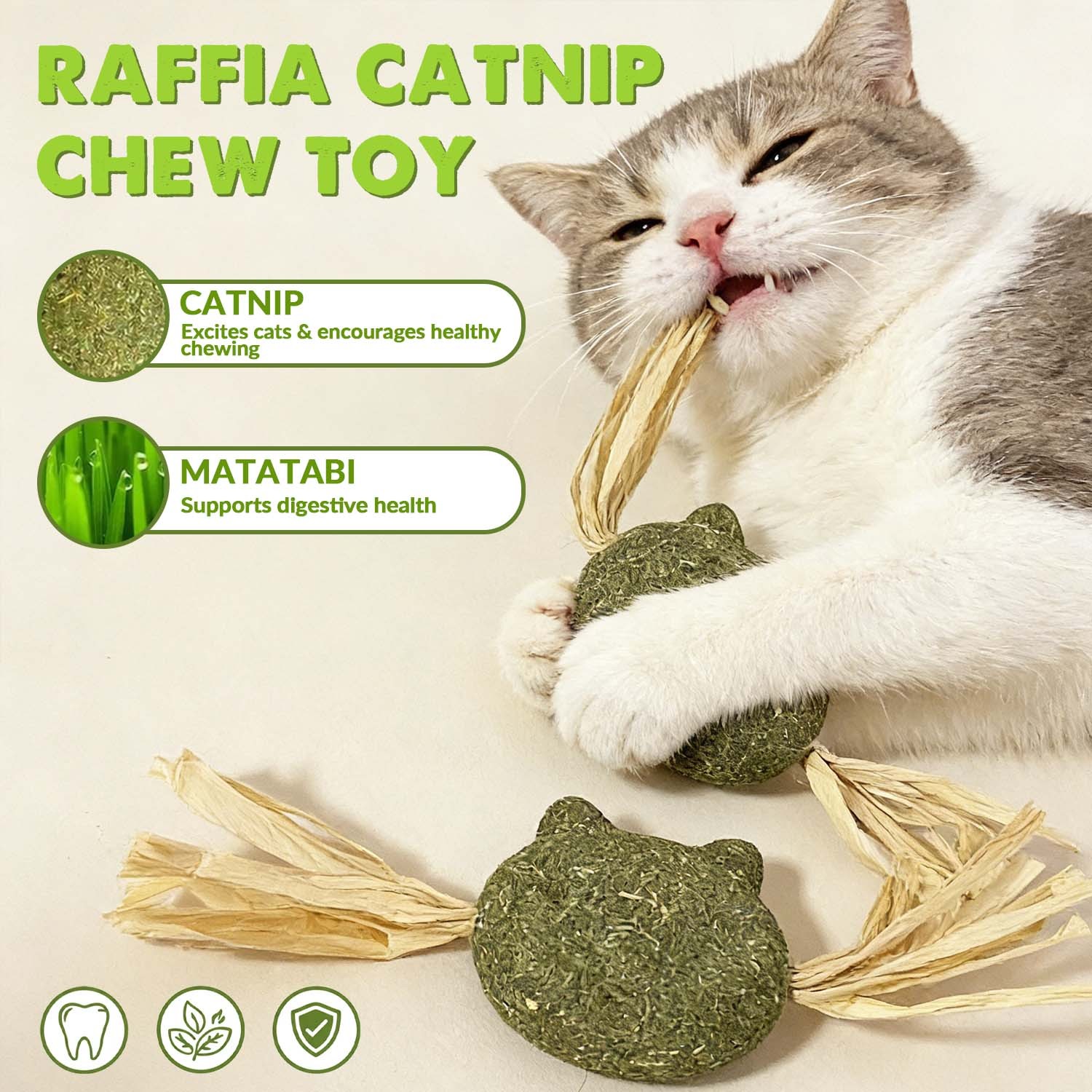 Raffia Catnip Chew Toy – Natural Handmade Play Toy For Cats