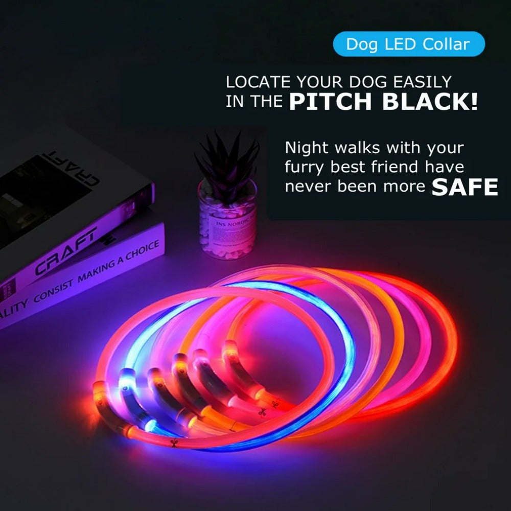 USB Rechargeable Fiber Optic LED Pet Collar