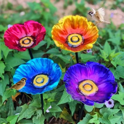 Handmade Metal Flower Garden Stake