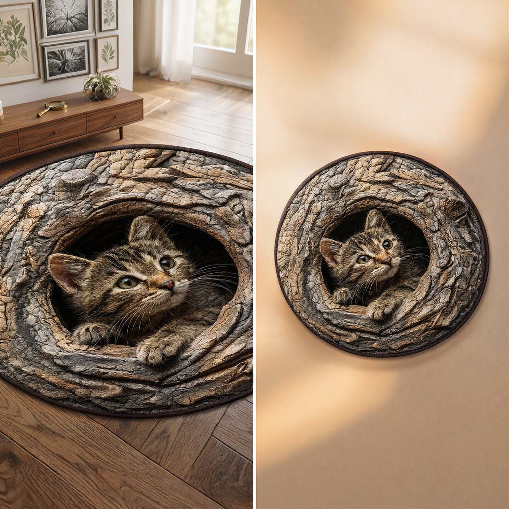 Cat In The Hollow Round Rug - HR008