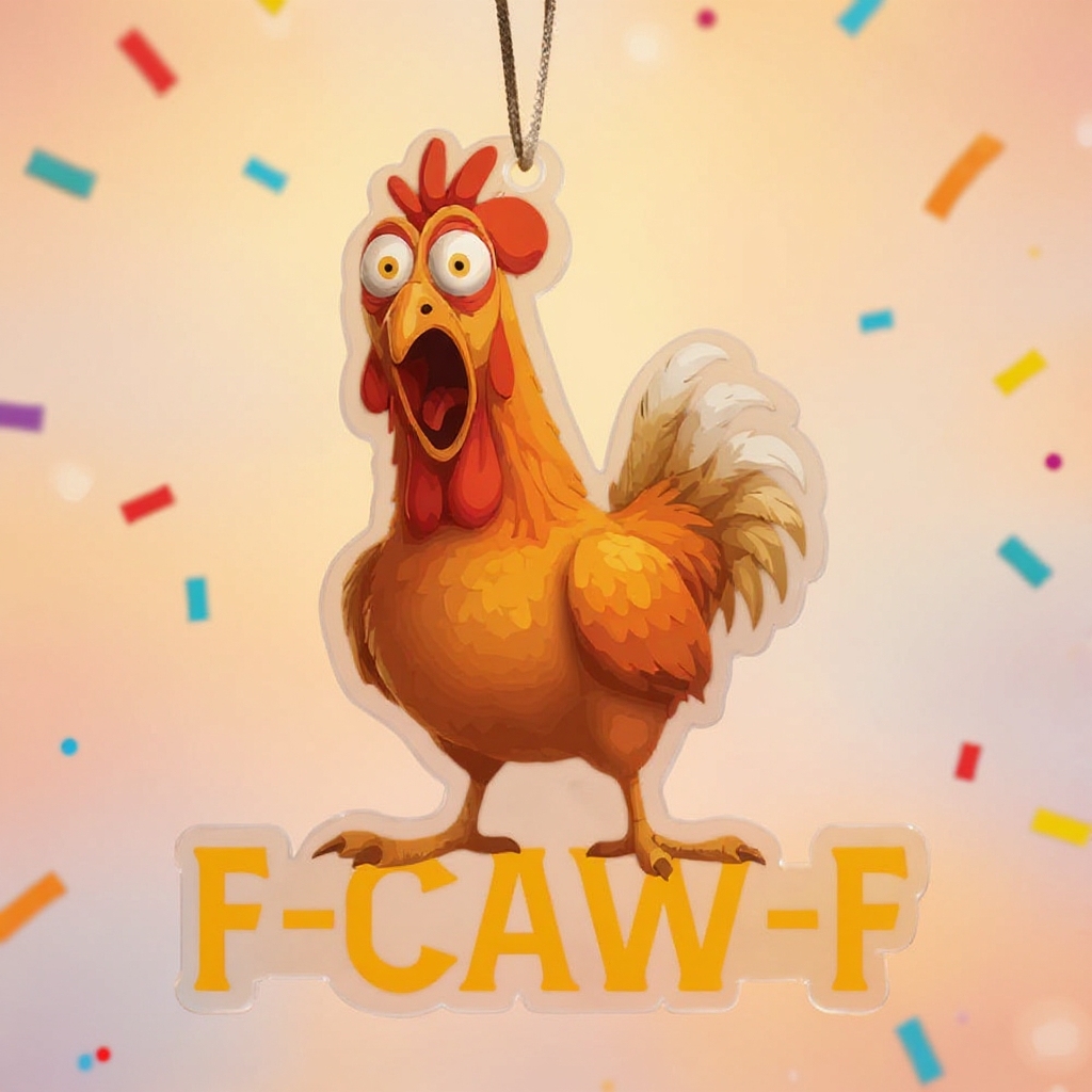 F-CAW-F Funny Rooster Christmas Ornament