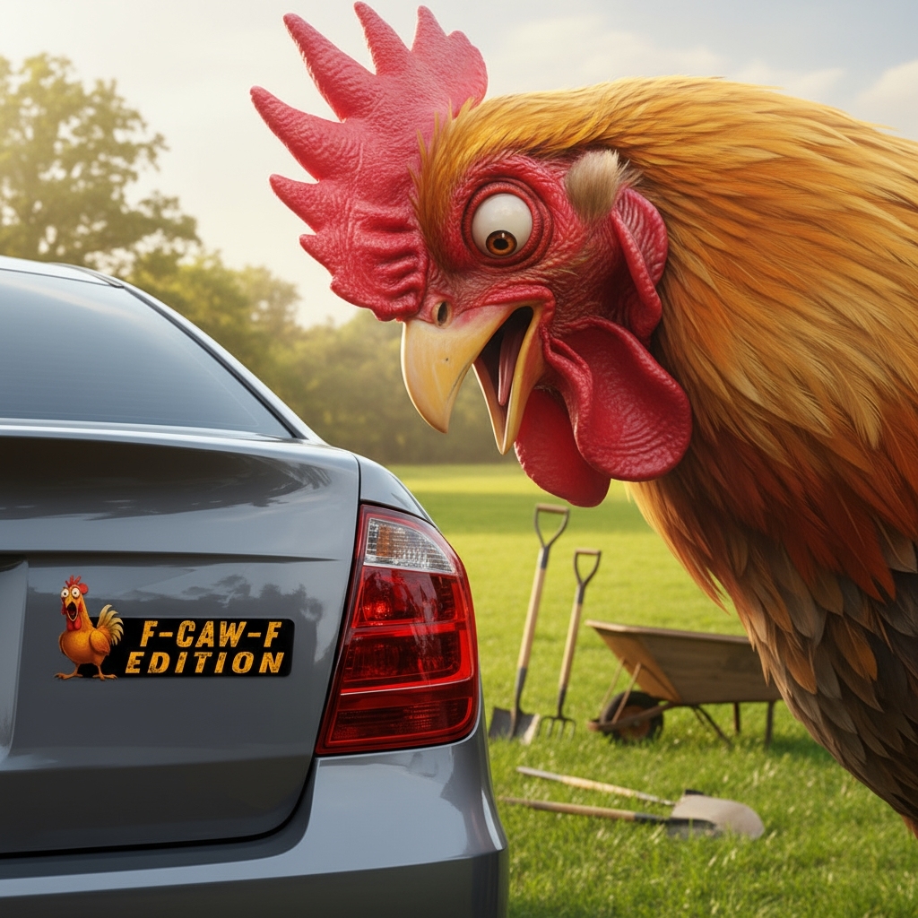F-CAW-F Funny Rooster Car Badge Laser Cutting Car Emblem