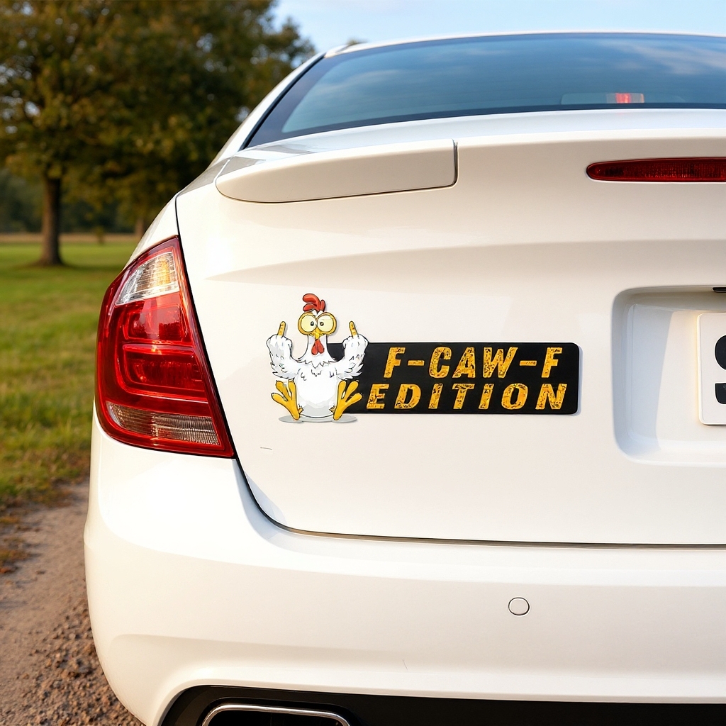F-CAW-F Funny Chicken Car Badge Laser Cutting Car Emblem