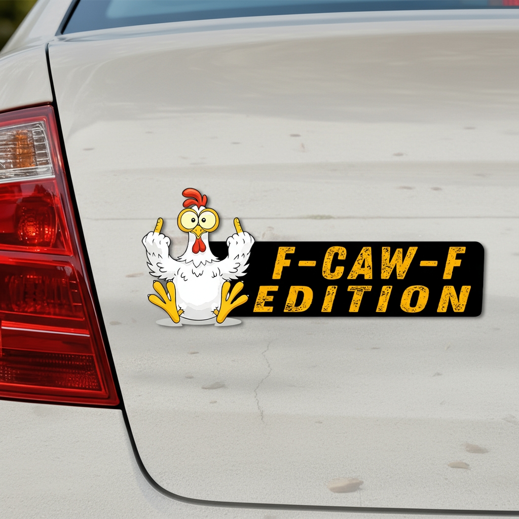 F-CAW-F Funny Chicken Car Badge Laser Cutting Car Emblem