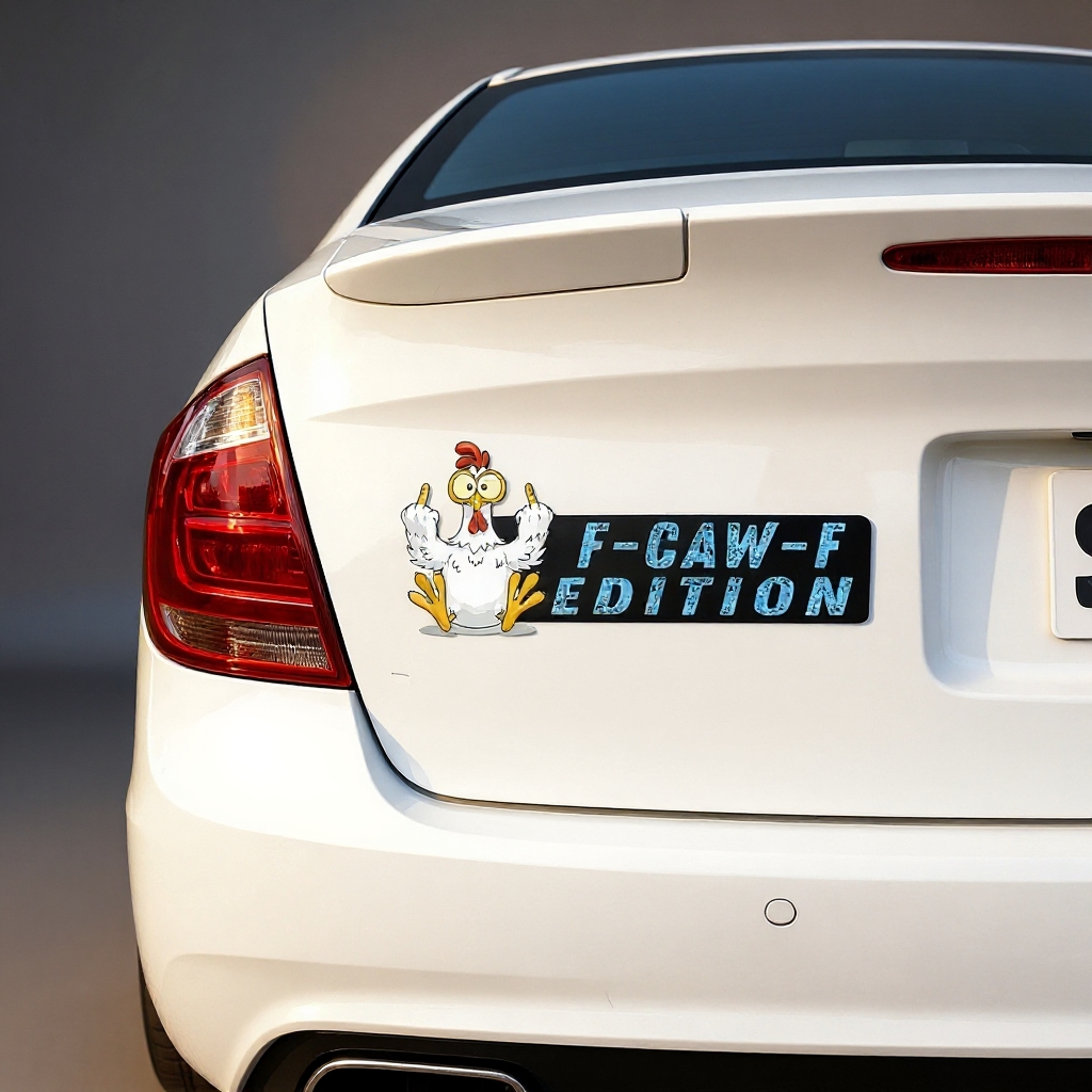 F-CAW-F Funny Chicken Car Badge Laser Cutting Car Emblem