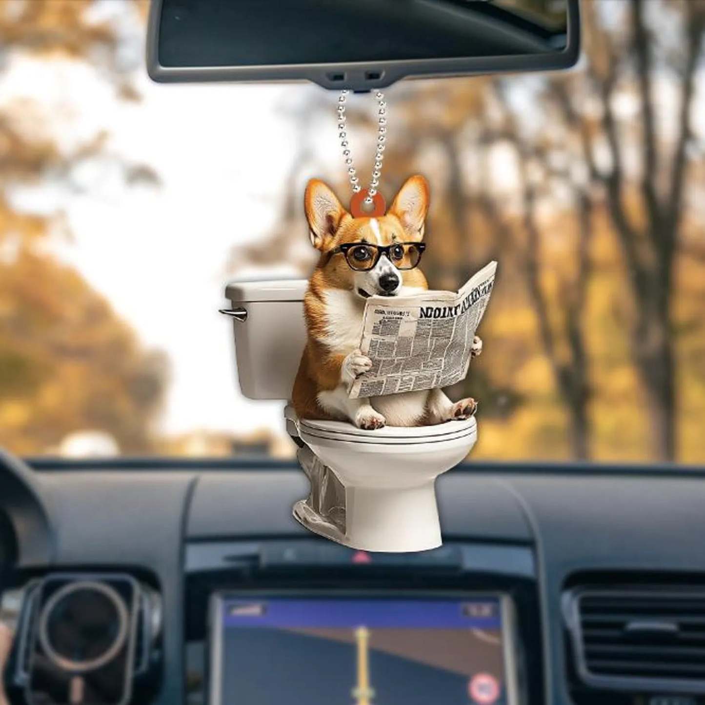 Pembroke Welsh Corgi - Dog Sitting On Toilet Ornament  OT003