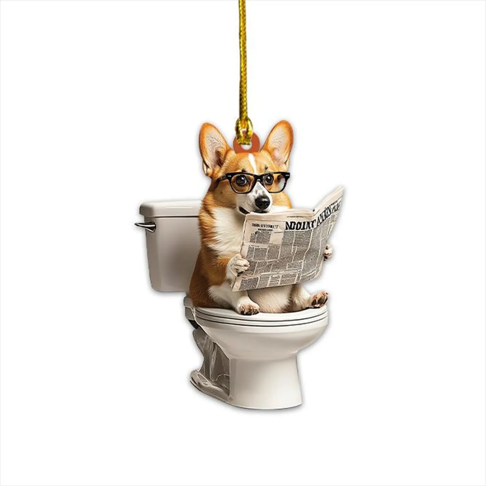 Pembroke Welsh Corgi - Dog Sitting On Toilet Ornament  OT003