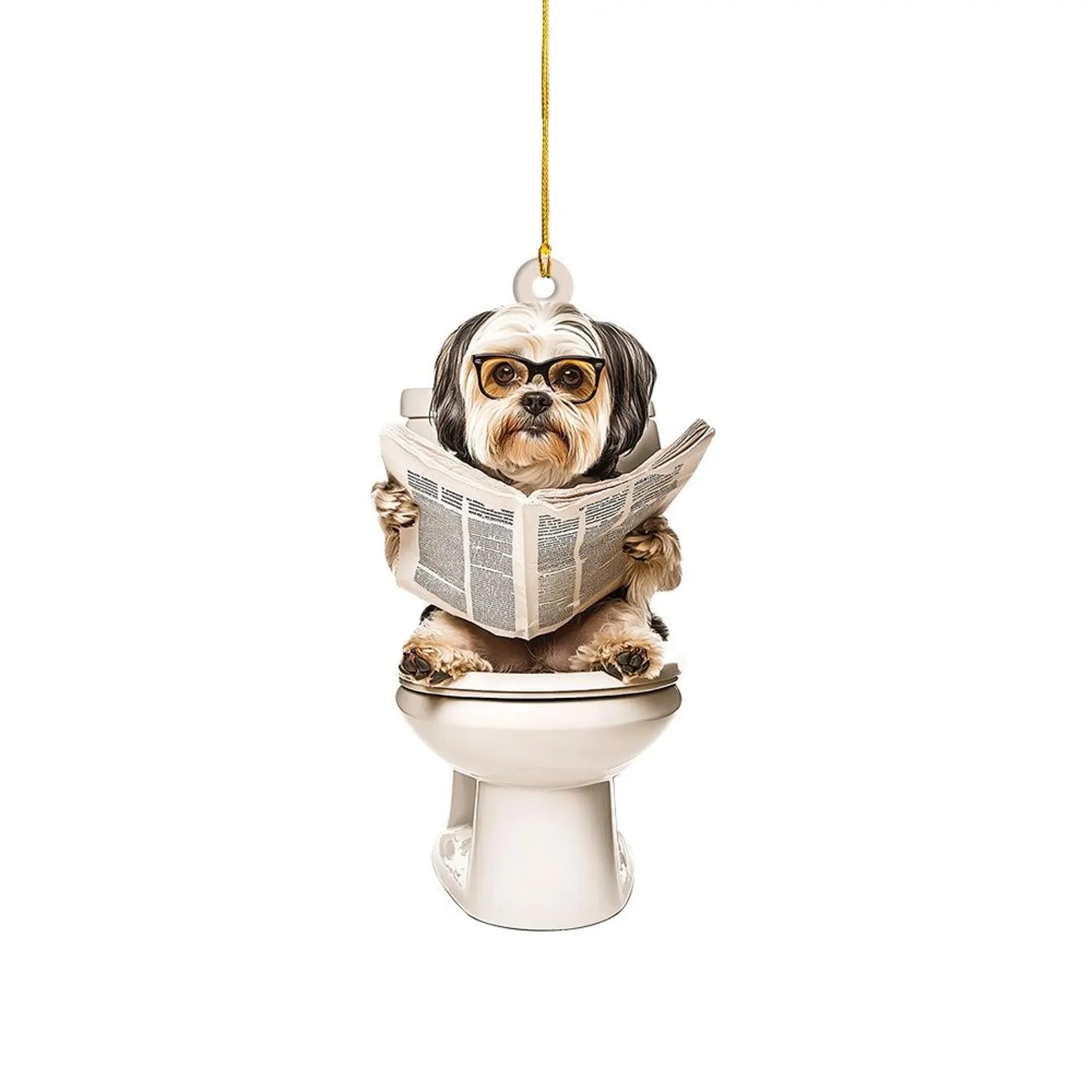 Havanese - Dog Sitting On Toilet Ornament  OT005