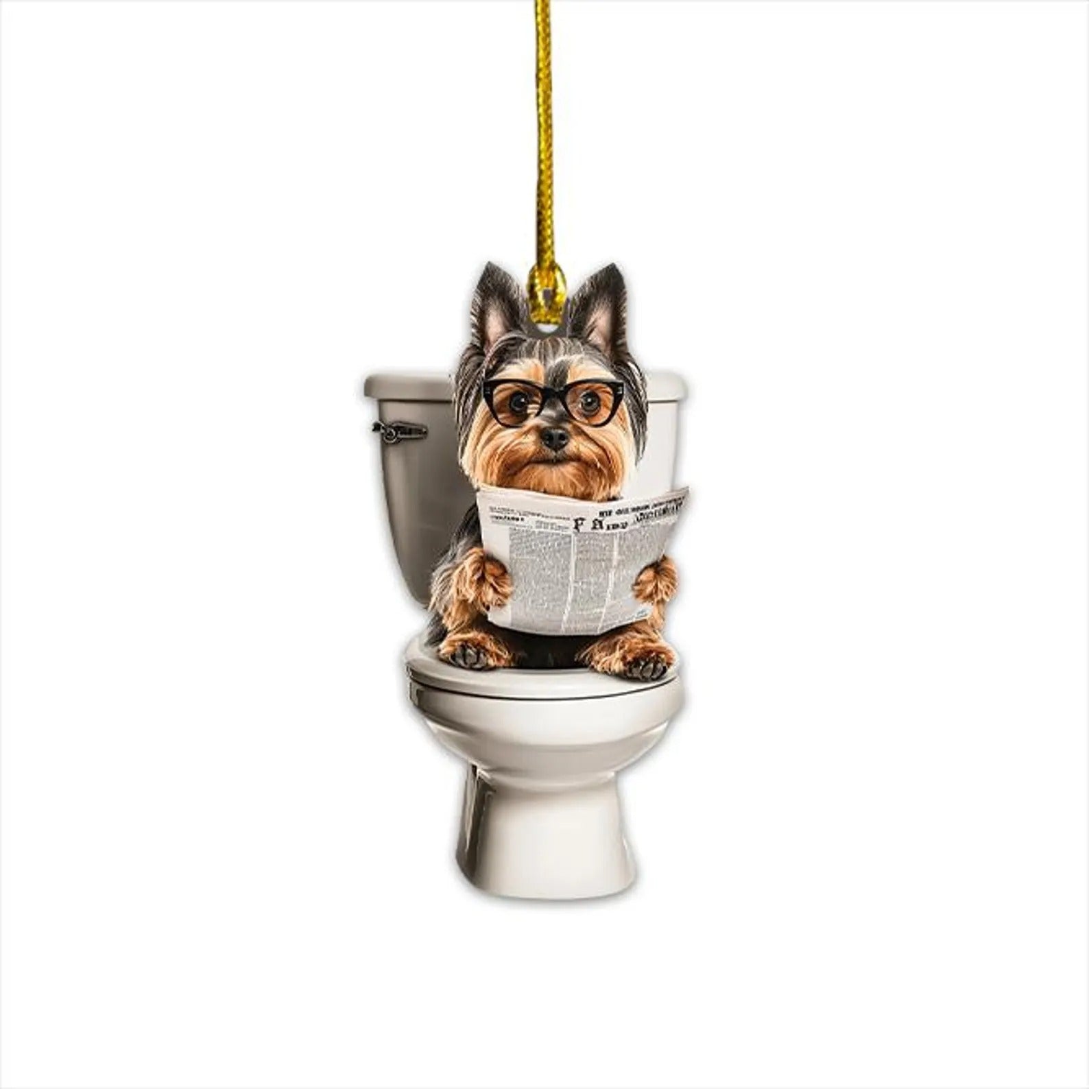 Yorkshire Terrier - Dog Sitting On Toilet Ornament  OT007