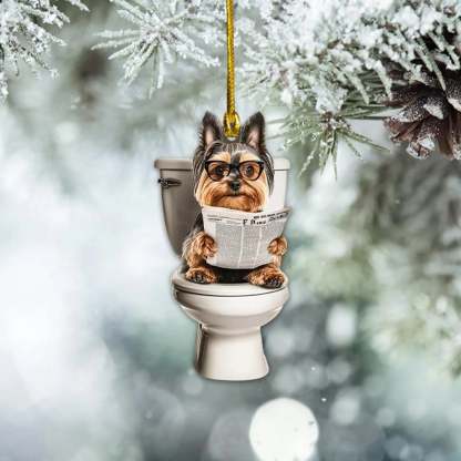 Yorkshire Terrier - Dog Sitting On Toilet Ornament  OT007