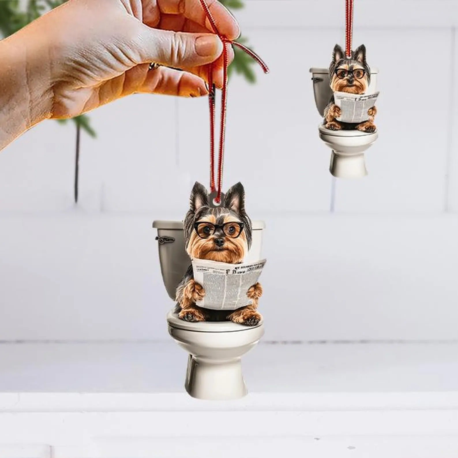 Yorkshire Terrier - Dog Sitting On Toilet Ornament  OT007