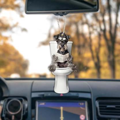 Miniature Schnauzer - Dog Sitting On Toilet Ornament  OT008