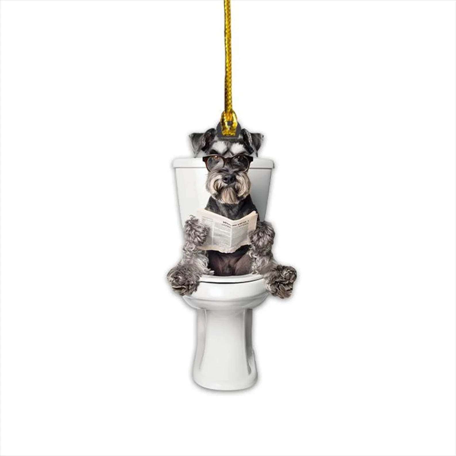Miniature Schnauzer - Dog Sitting On Toilet Ornament  OT008
