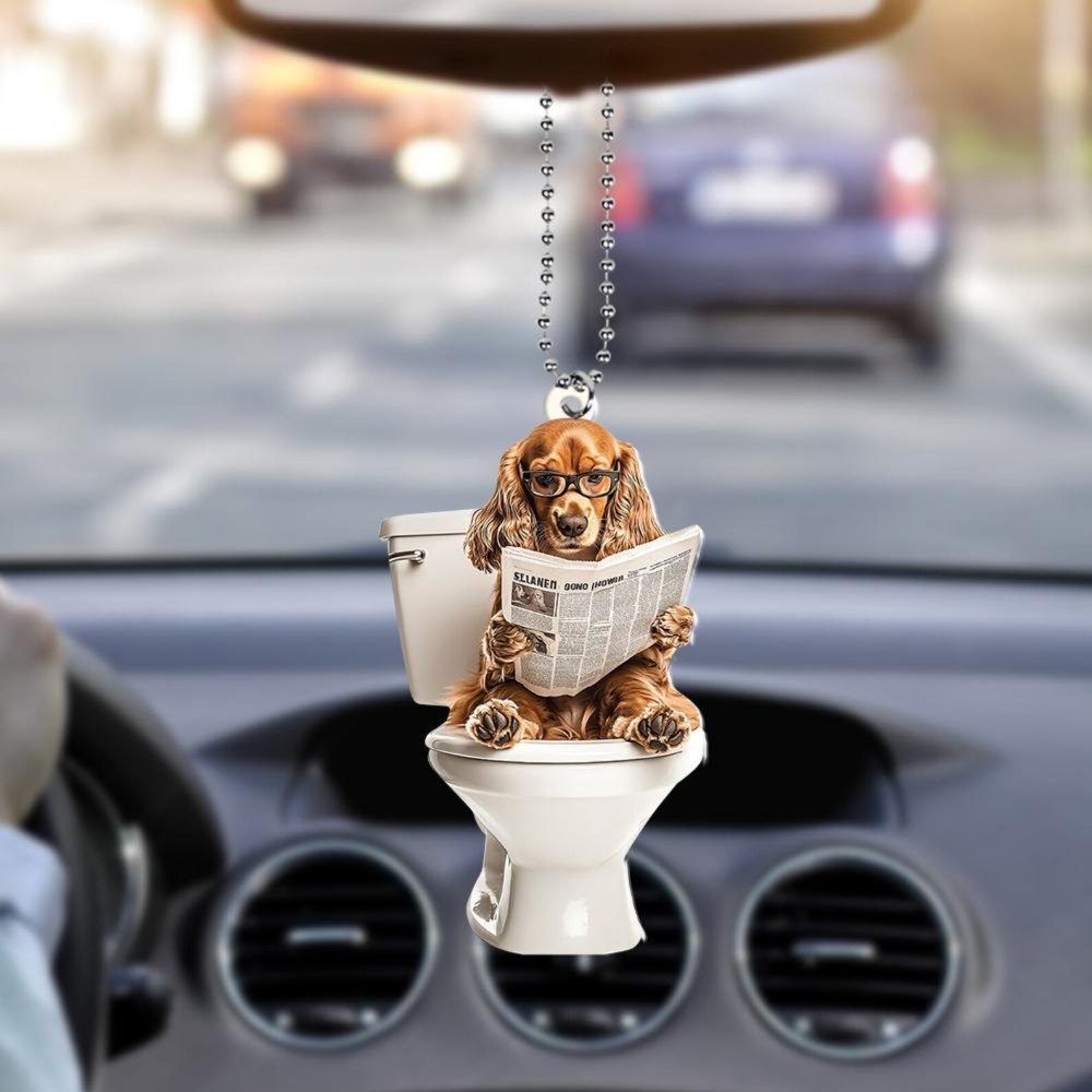 Cocker Spaniel - Dog Sitting On Toilet Ornament  OT010