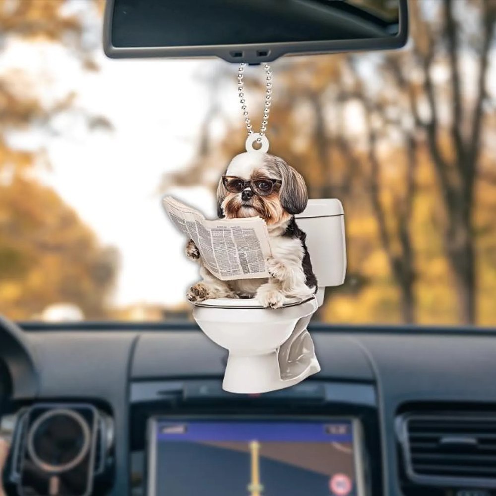 Shih Tzu - Dog Sitting On Toilet Ornament  OT015