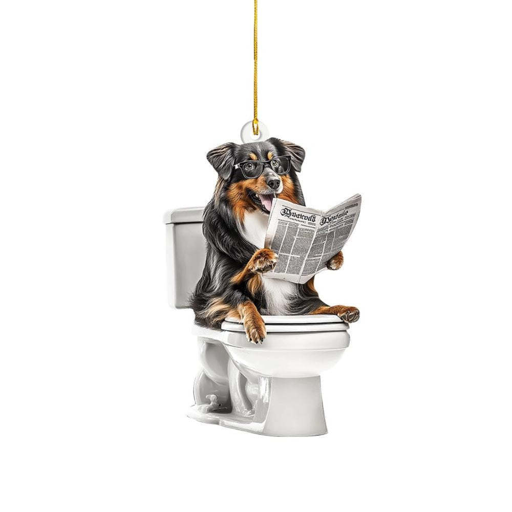 Shetland Sheepdog - Dog Sitting On Toilet Ornament  OT016