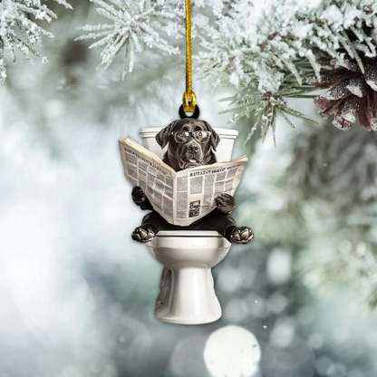 Labrador Retriever - Dog Sitting On Toilet Ornament  OT019