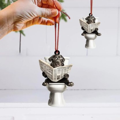 Labrador Retriever - Dog Sitting On Toilet Ornament  OT019