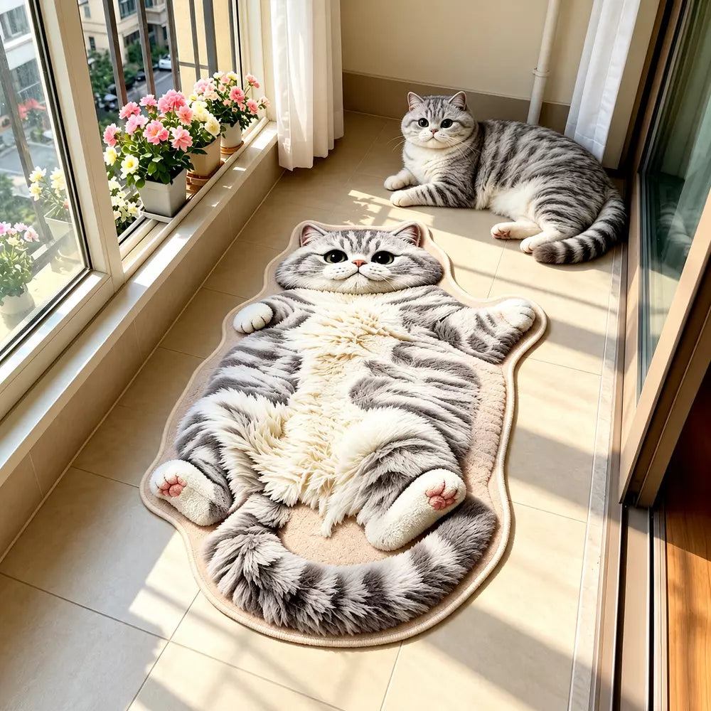 Cute cat shaped area rug for playful home decor