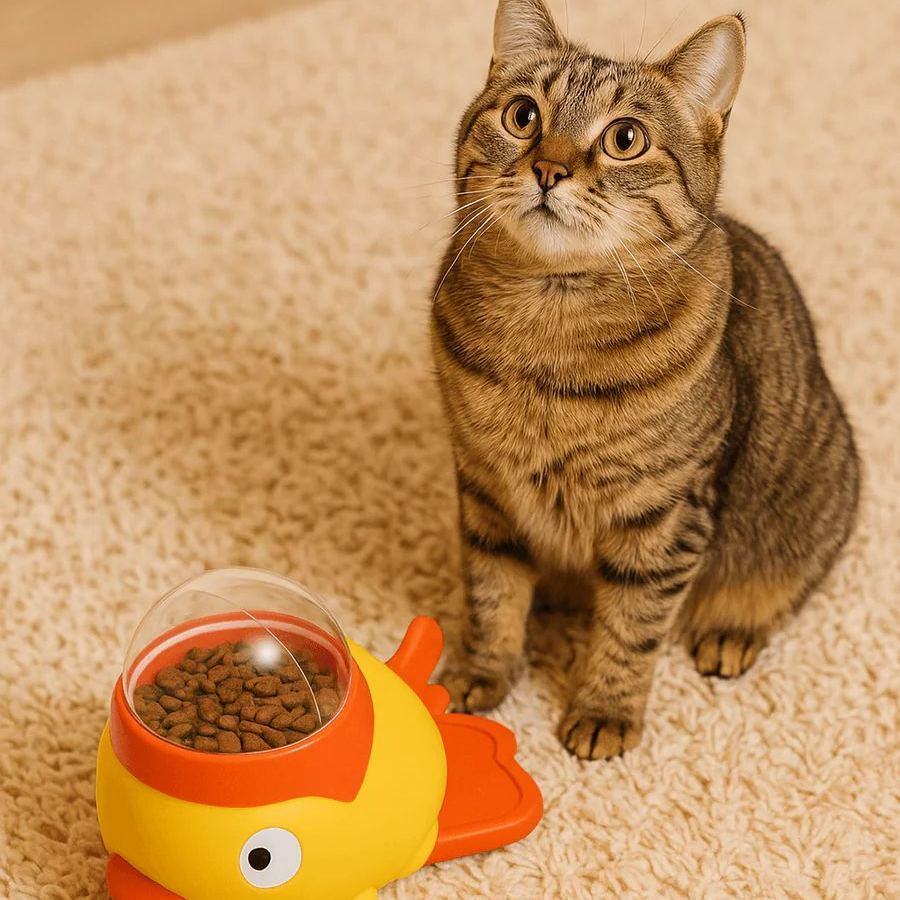 Interactive Duck-Themed Slow Feeder Toy for Cats