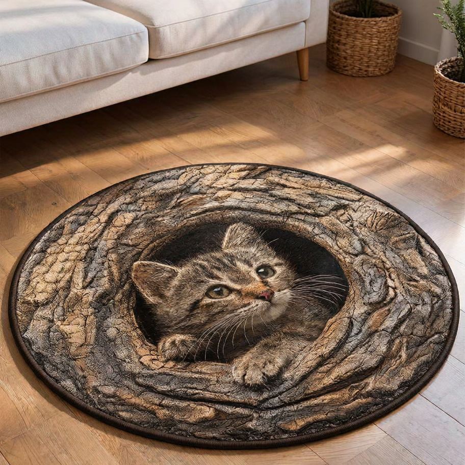 Cat In The Hollow Round Rug - HR008