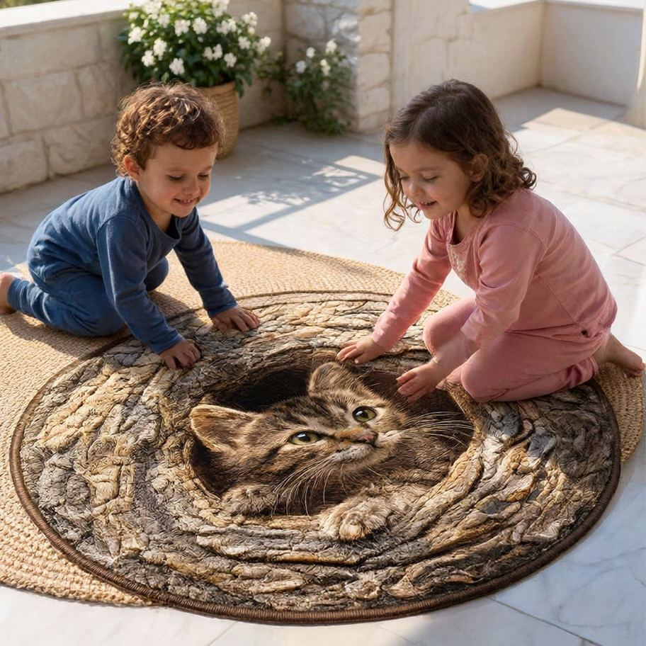 Cat In The Hollow Round Rug - HR008