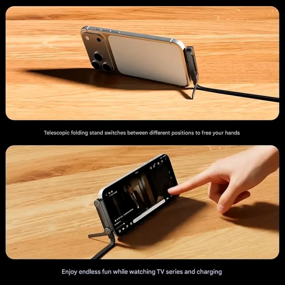 2-in-1 Invisible Holder Charger Cable - 240W Fast Charging Cord with Built-In Phone Stand