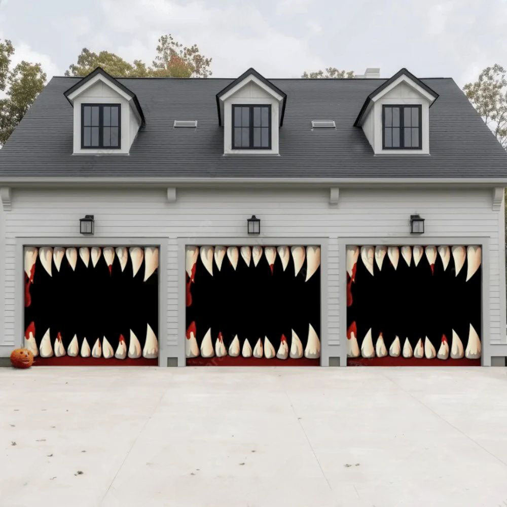 Monster Teeth Halloween Garage Door Covers HC003