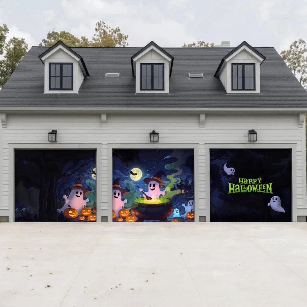 Cute Ghosts Halloween Garage Door Covers HC013