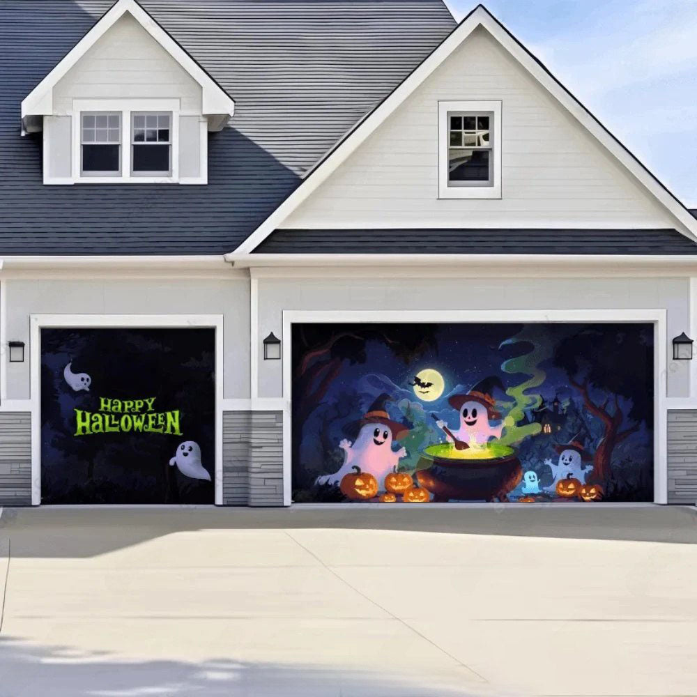 Cute Ghosts Halloween Garage Door Covers HC013