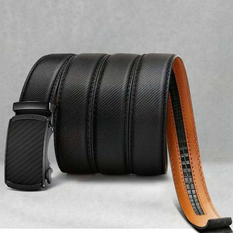 Leather Ratchet Belt With Adjustable Buckle
