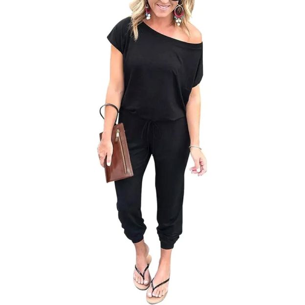 Plus Size Off-Shoulder Romper – Comfy Summer Jumpsuit