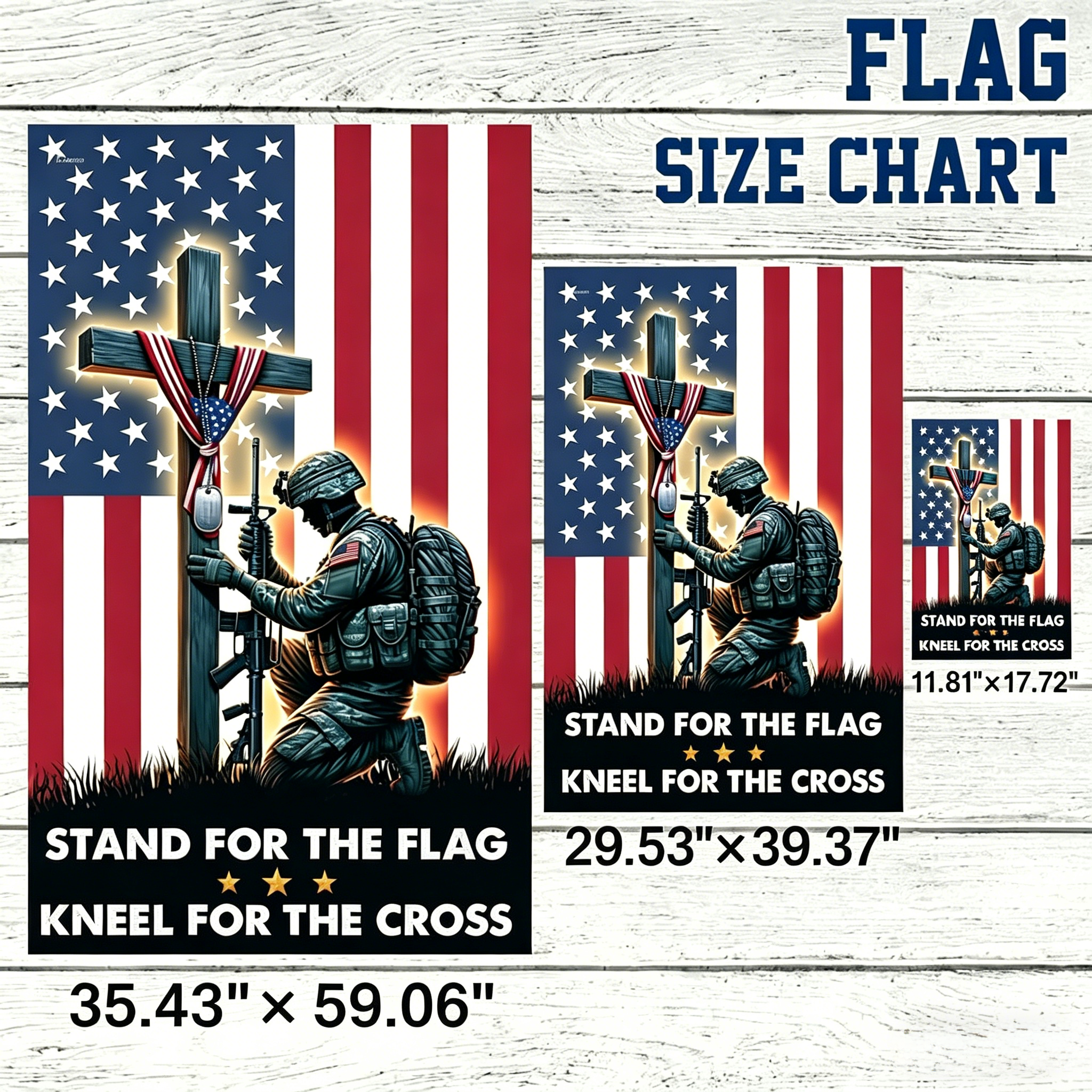 Stand For The Flag Kneel For The Cross – Patriotic Christian Flag for Memorial Day, Veterans Day & Patriotic Displays