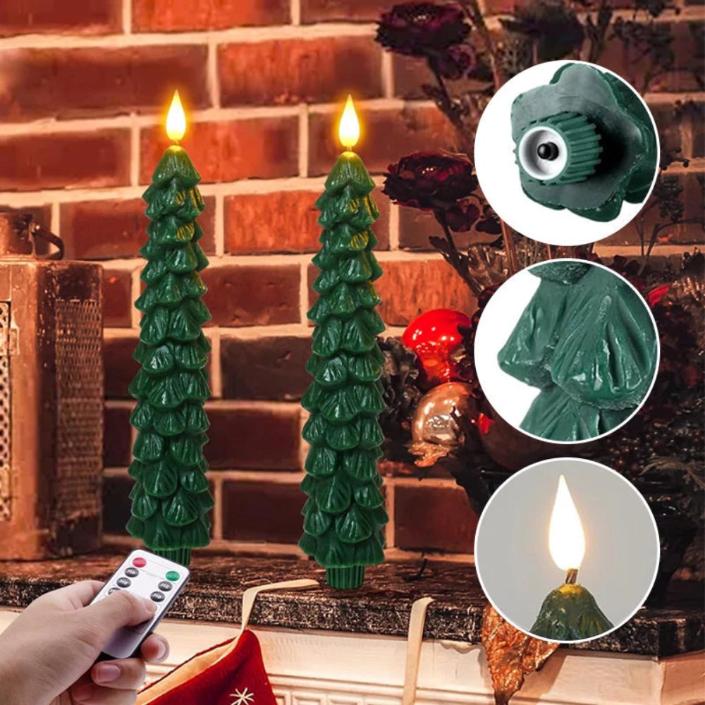 Christmas Tree LED Taper Candles Flickering with Remote Timer