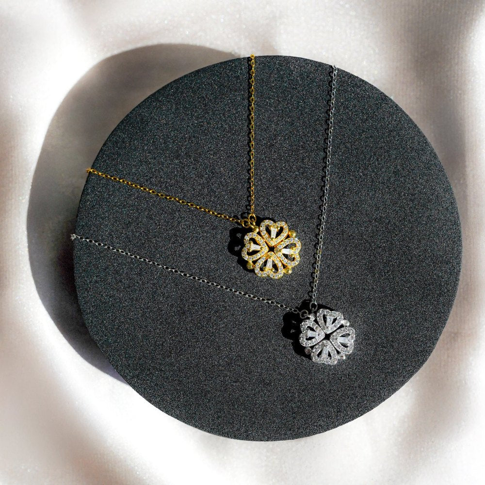 Daughter's 4-Leaf Clover "Lucky Charm" Necklace and Forever Rose Gift Box