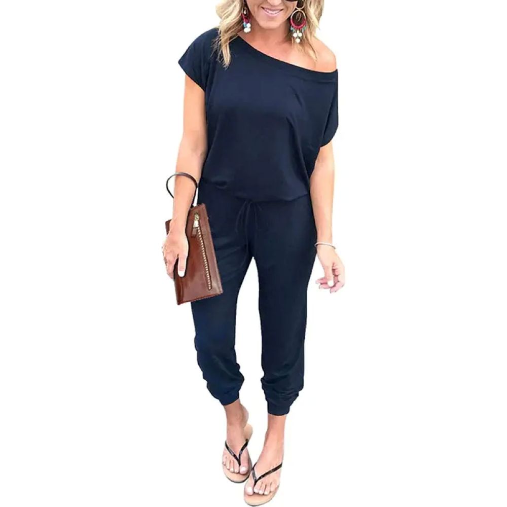 Plus Size Off-Shoulder Romper – Comfy Summer Jumpsuit