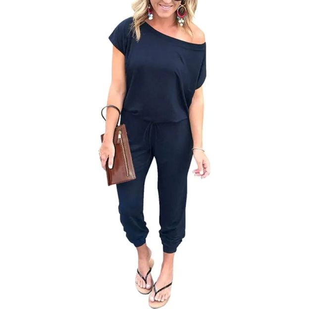 Plus Size Off-Shoulder Romper – Comfy Summer Jumpsuit