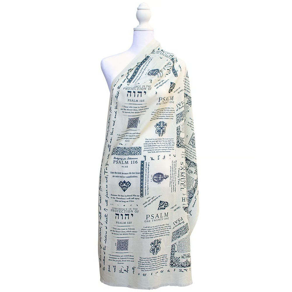 Handcrafted Christian Prayer Shawl: Protection Bible Verse Scarf, Yeshua Scripture Wrap