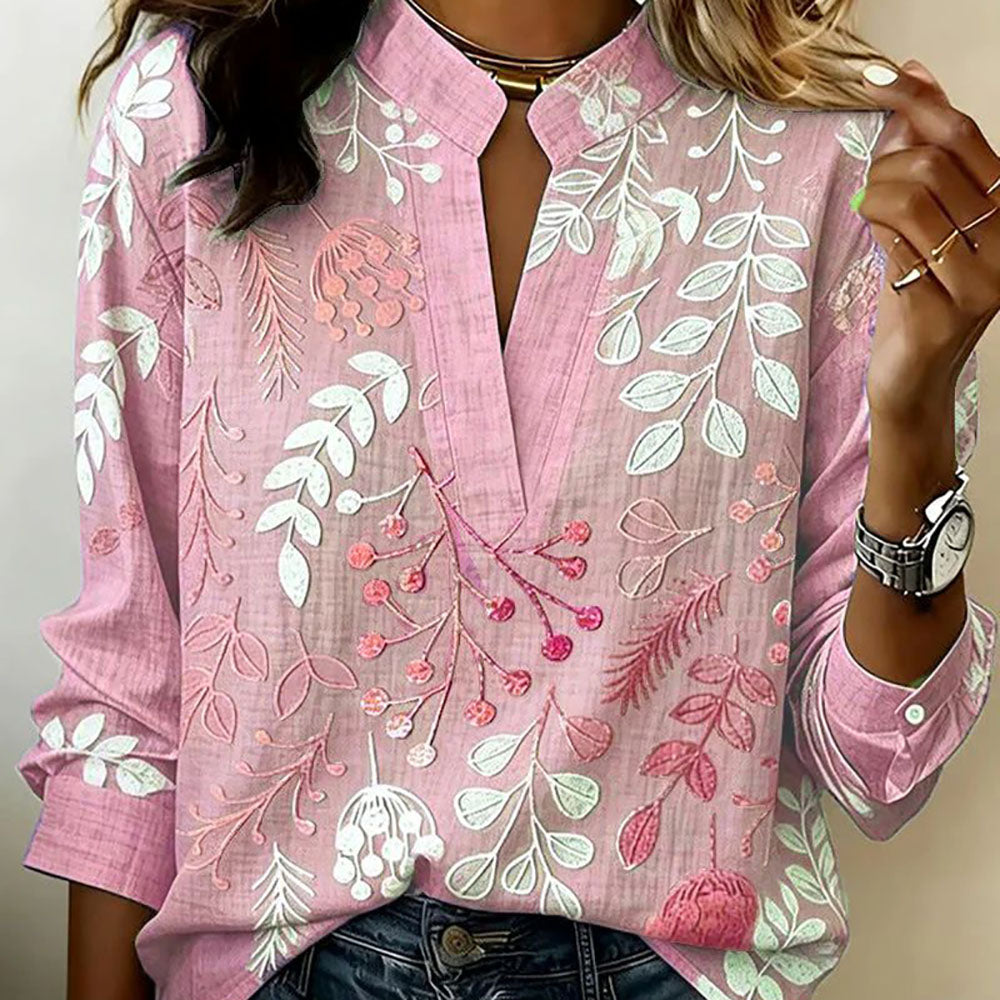 The Stand Collar Floral Blouse