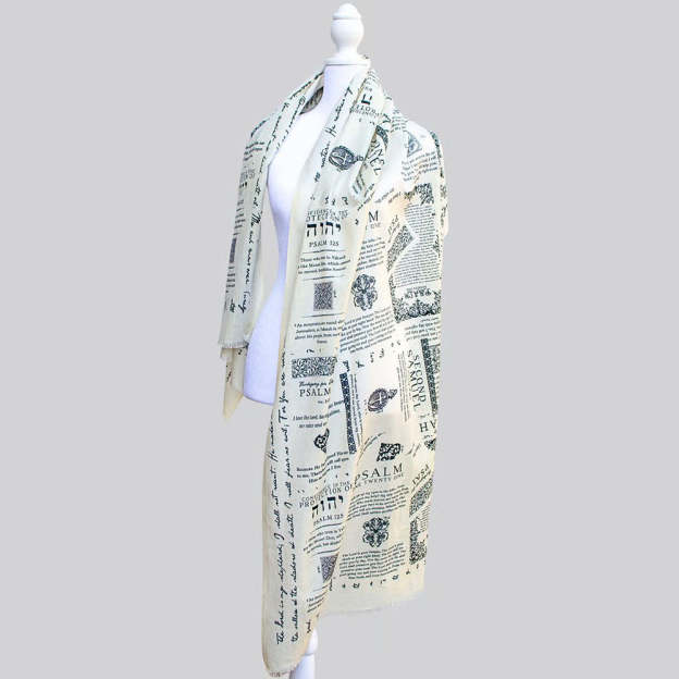 Handcrafted Christian Prayer Shawl: Protection Bible Verse Scarf, Yeshua Scripture Wrap