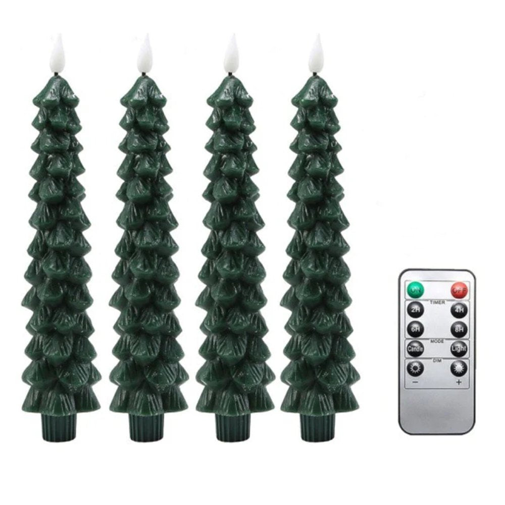 Christmas Tree LED Taper Candles Flickering with Remote Timer