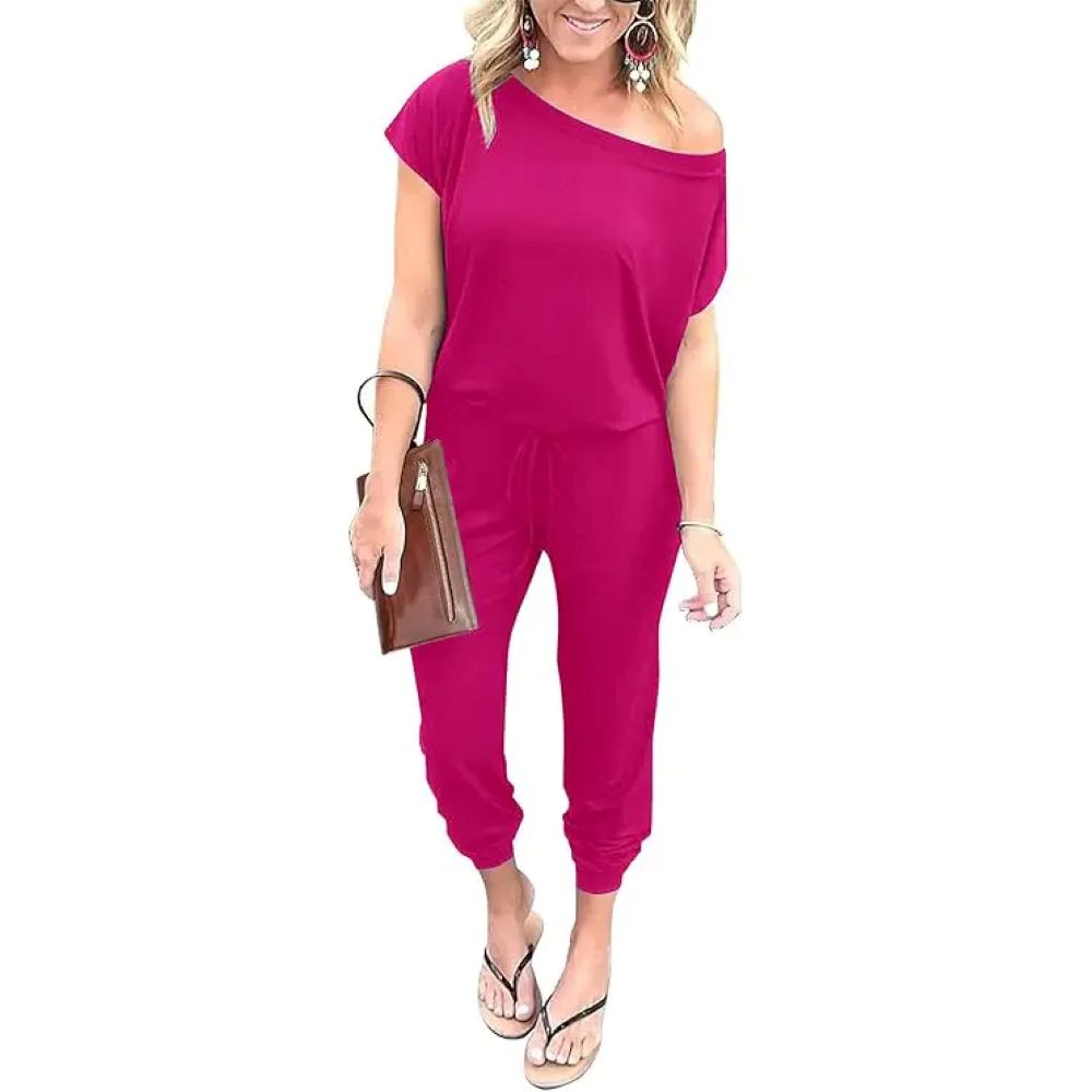 Plus Size Off-Shoulder Romper – Comfy Summer Jumpsuit