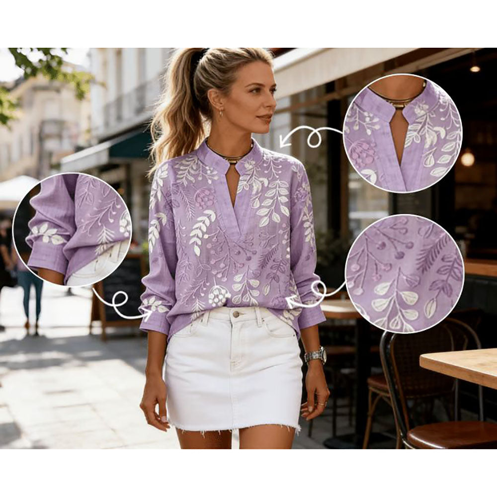 The Stand Collar Floral Blouse