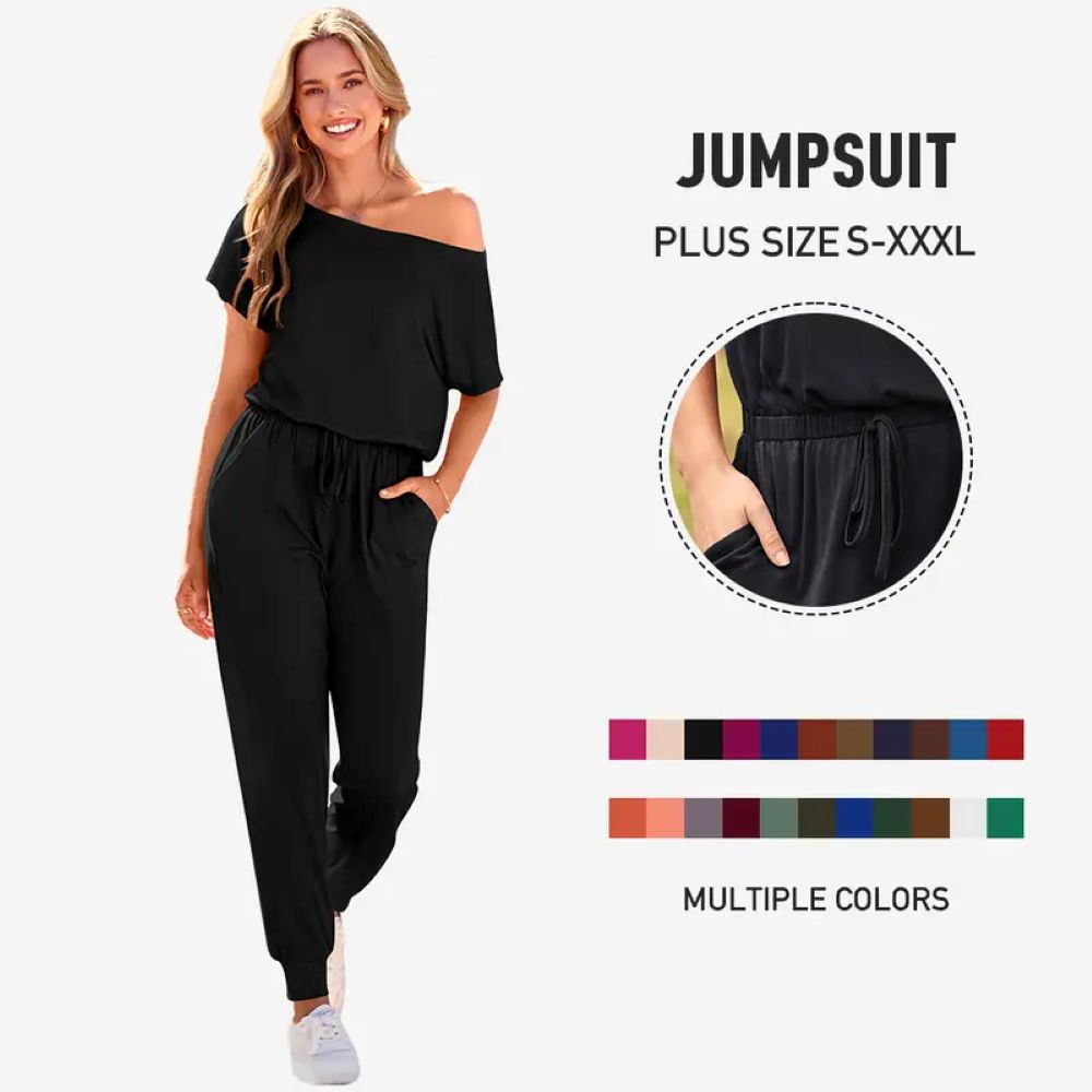Plus Size Off-Shoulder Romper – Comfy Summer Jumpsuit