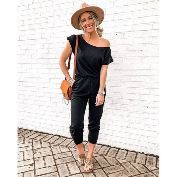 Plus Size Off-Shoulder Romper – Comfy Summer Jumpsuit
