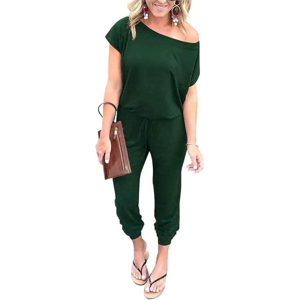 Plus Size Off-Shoulder Romper – Comfy Summer Jumpsuit